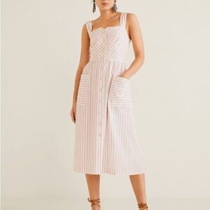 Mango size L  Linen-blend Striped Midi Dress